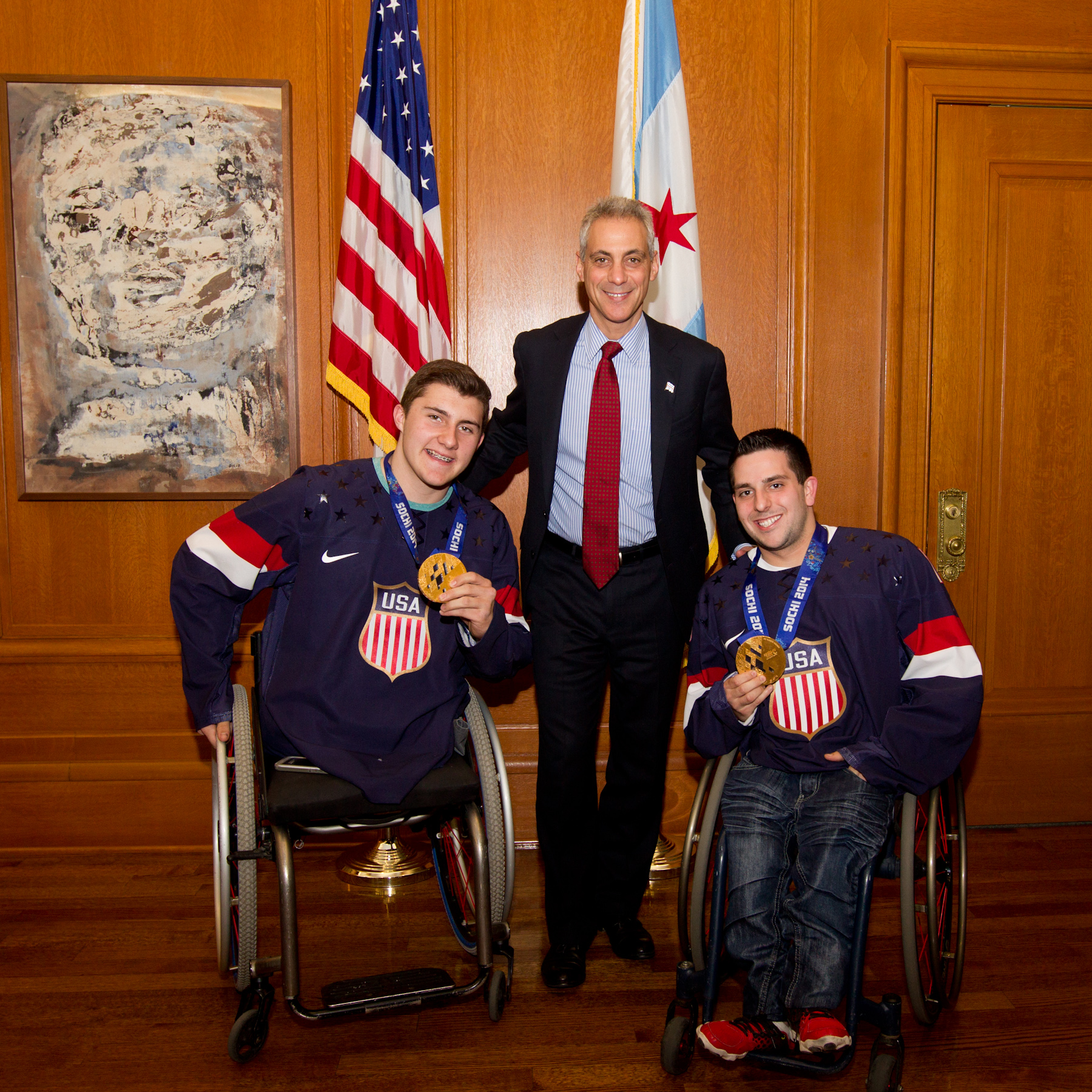 Mayor Rahm Emanuel meets with Paralympians Brody Roybal and Kevin Mckee